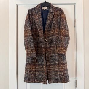 Heartloom Women’s Dana Coat Brown Plaid Jacket Fall Winter sz XS